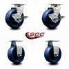 Service Caster 5 Inch Solid Polyurethane Caster Set with Ball Bearings 2 Brakes 2 Rigid SCC-20S520-SPUB-TLB-2-R-2